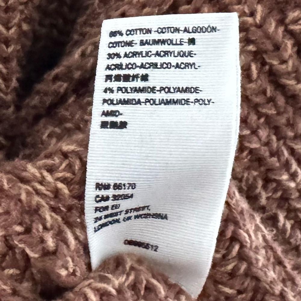 Free People High Hopes Cardigan Sweater Medium Brown Fisheraman Boho Chunky Prep - Picture 11 of 12
